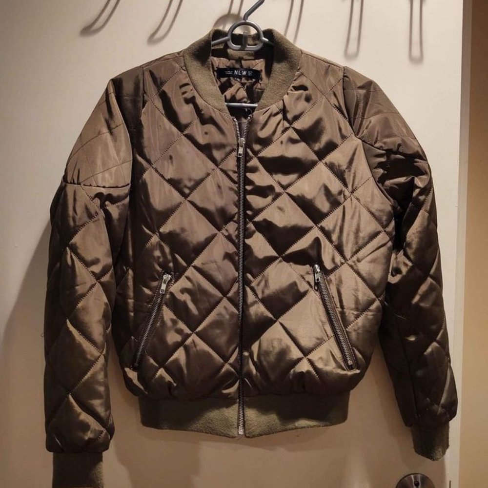 Girls Bomber Jacket by NLW - Olive Green - Size L